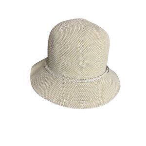 Yellow Cloche Hat With Braided Band & Metal Buckle Accent